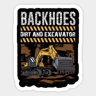 Funny Excavator and Construction Worker Heavy Equipment Sticker